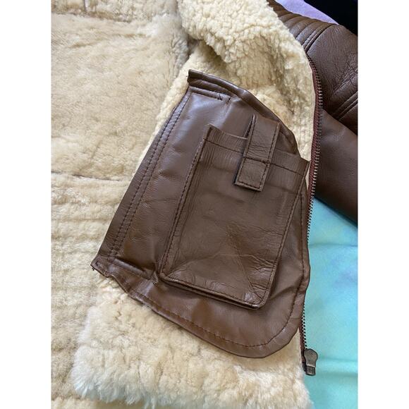 Men's B3 Flight Pilot RAF Aviator Shearling Sheepskin Leather Bomber Jacket Sz M - Picture 11 of 12